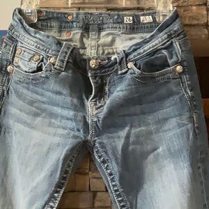 Miss Me Blue Skinny Jeans with Distressed Details